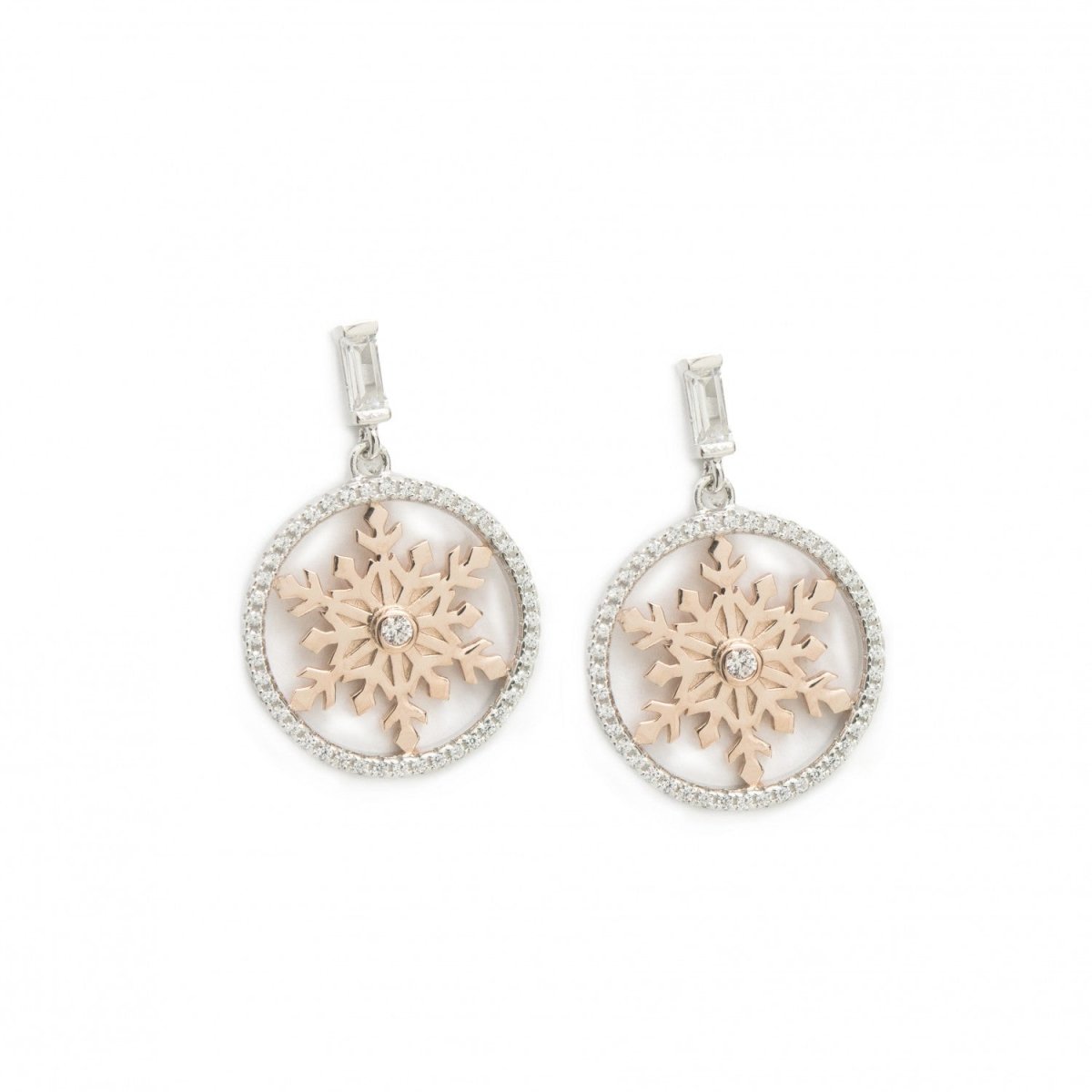 boucles d'oreilles avec pendentifs design de  et zircons-LINEARGENT
