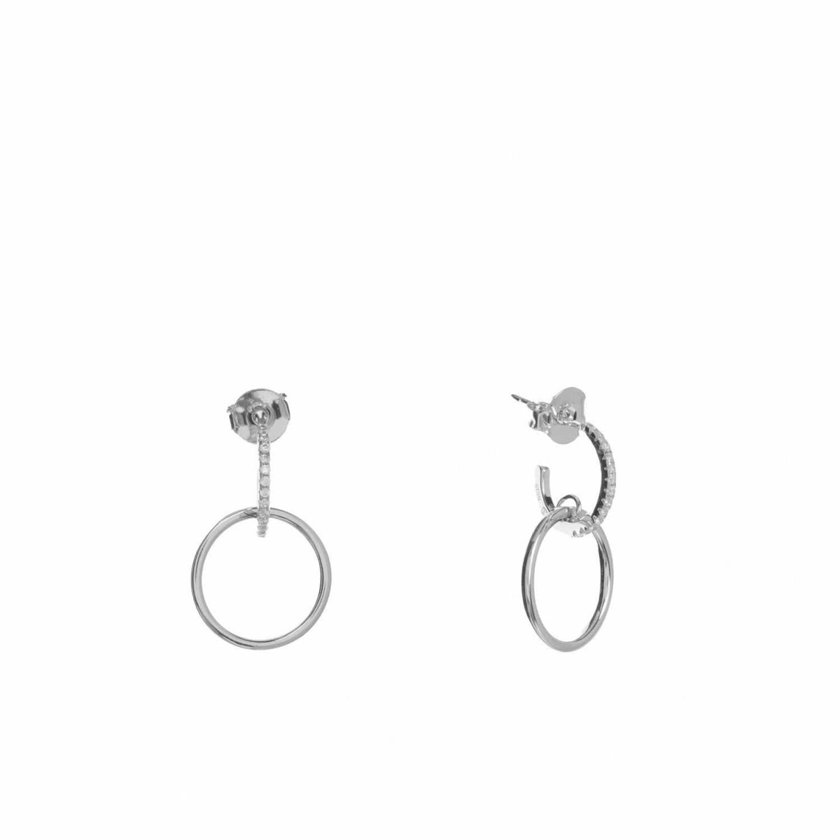 Pendientes con colgantes diseño de doble aro con circonitas-LINEARGENT