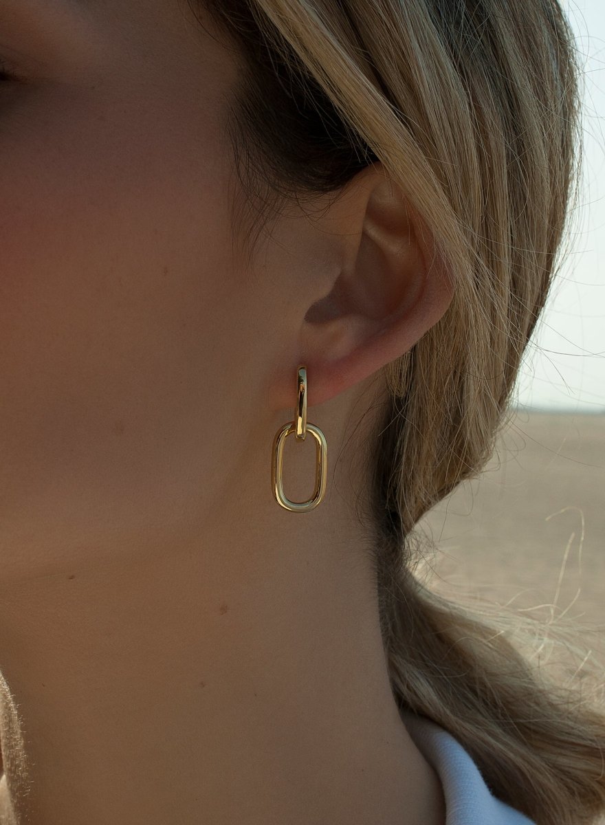 Pendientes con colgantes diseño de doble eslabón