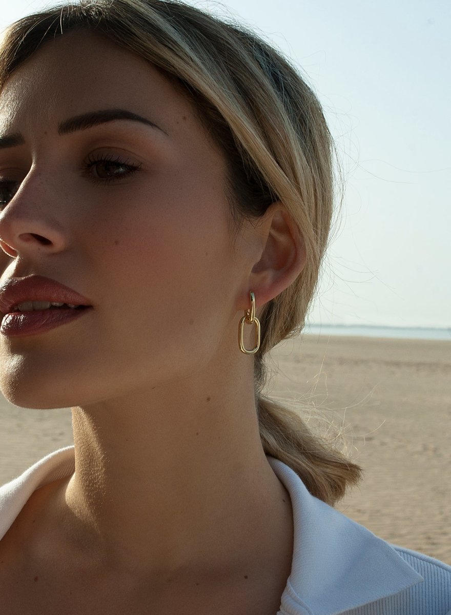 Pendientes con colgantes diseño de doble eslabón