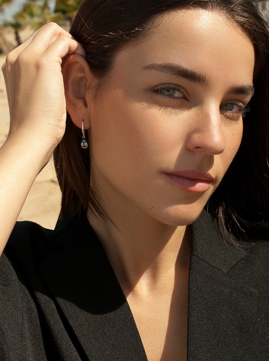 earrings with pendants design drop with varnish Blue