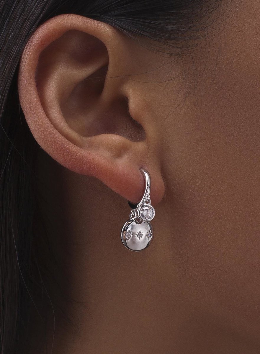 Pendientes con colgantes en plata diseño triple destello-LINEARGENT