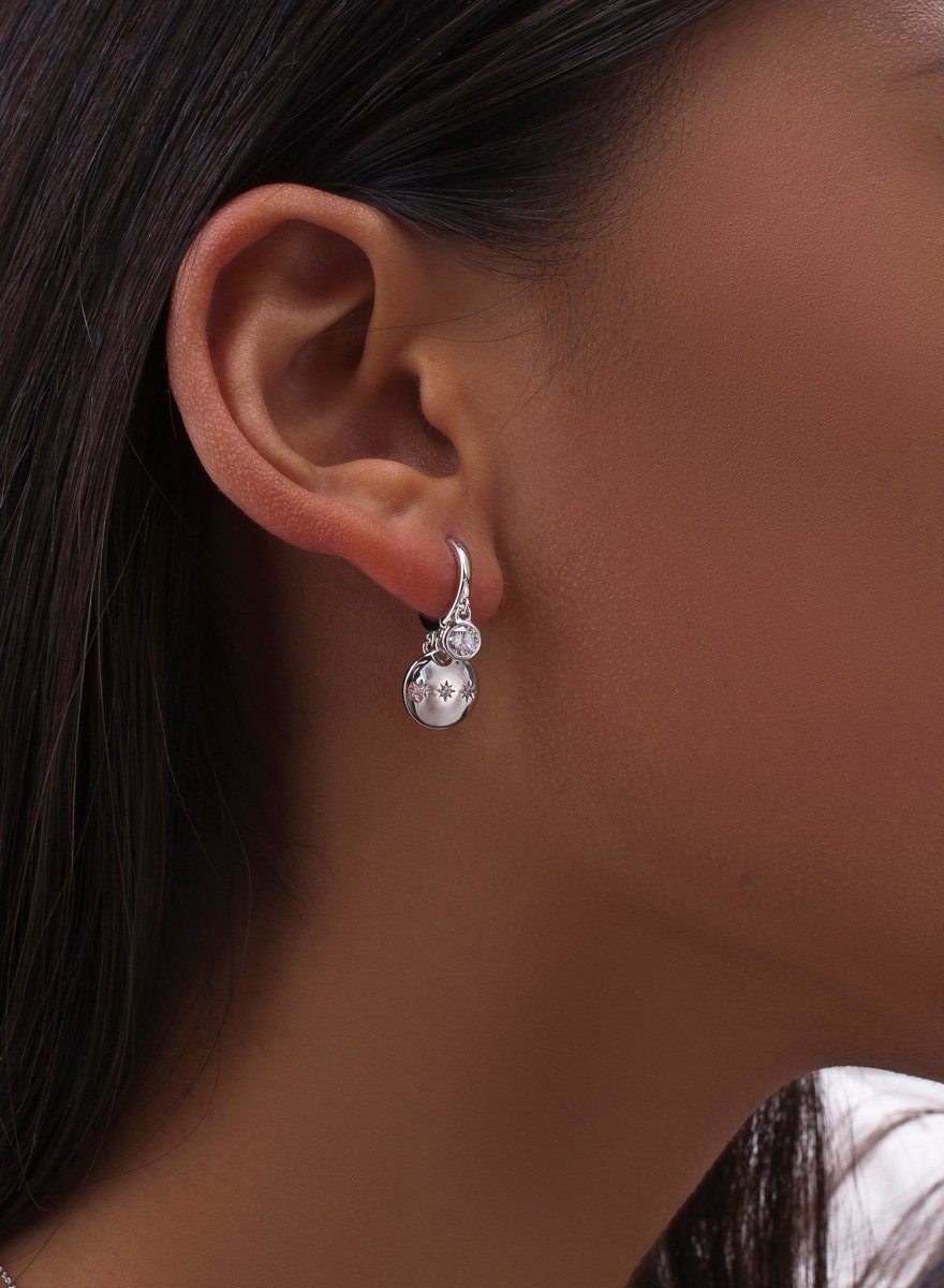 Pendientes con colgantes en plata diseño triple destello