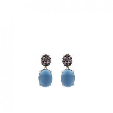 Pendientes con colgantes estilo cabouchón y circonitas