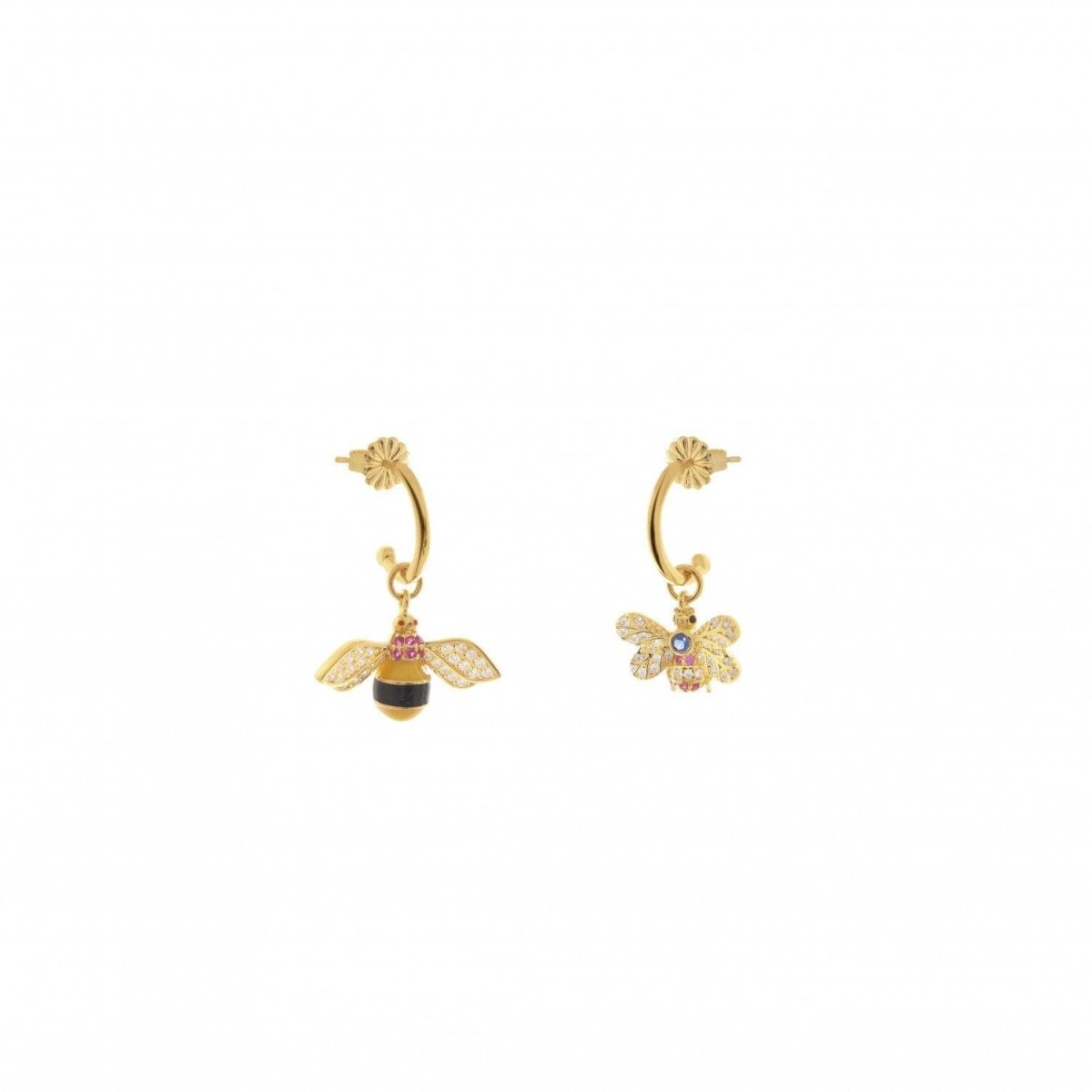 Pendientes con colgantes motivo de abeja y mosca-LINEARGENT