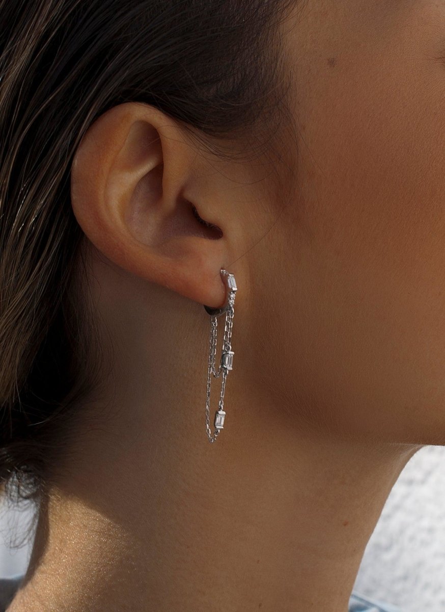 Pendientes con colgantes plata diseño cadenas