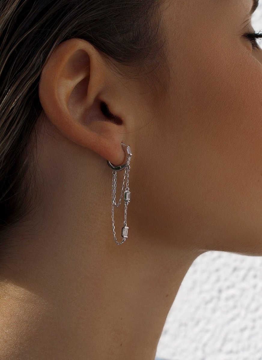 Pendientes con colgantes plata diseño cadenas