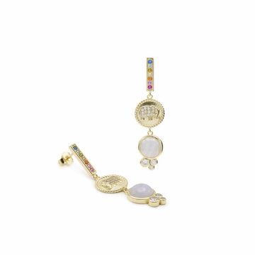 Pendientes con colgantes plata diseño medalla baño en oro