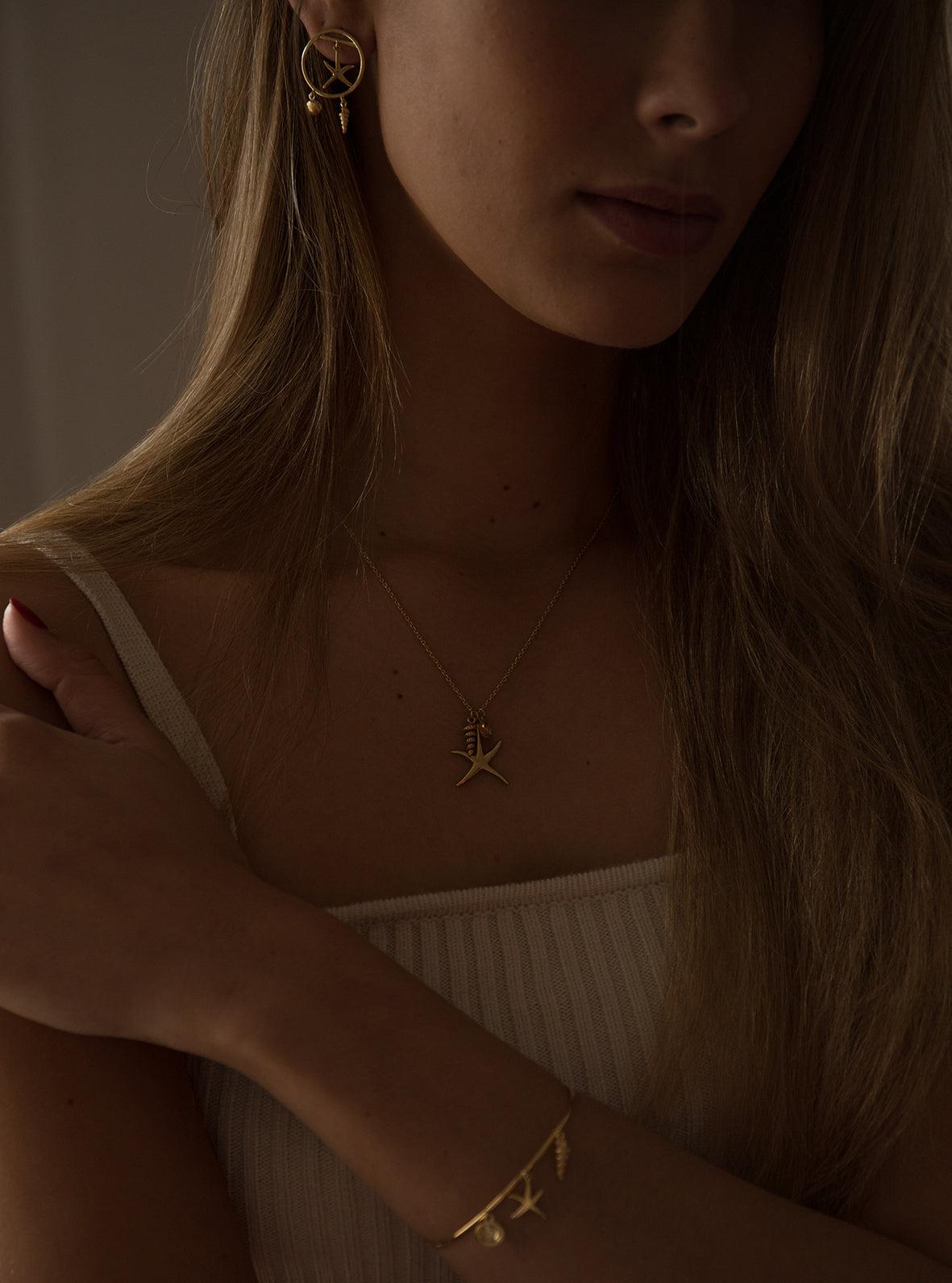 Pendientes con colgantes triple motivo diseño marino-LINEARGENT