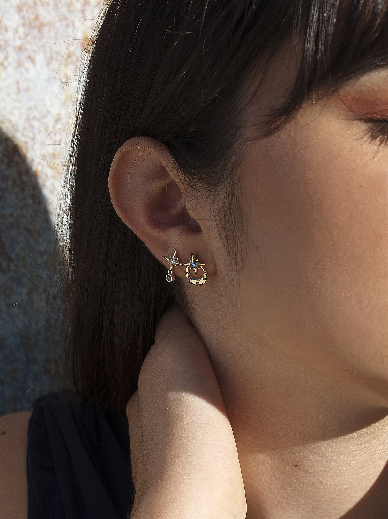 Pendientes con piedras de colores diseño universo-LINEARGENT