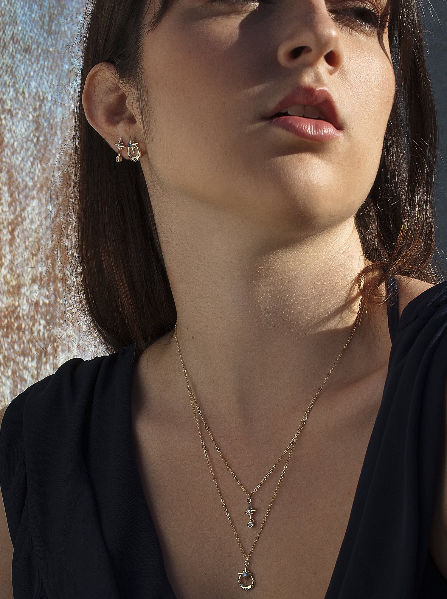 Pendientes con piedras de colores diseño universo-LINEARGENT