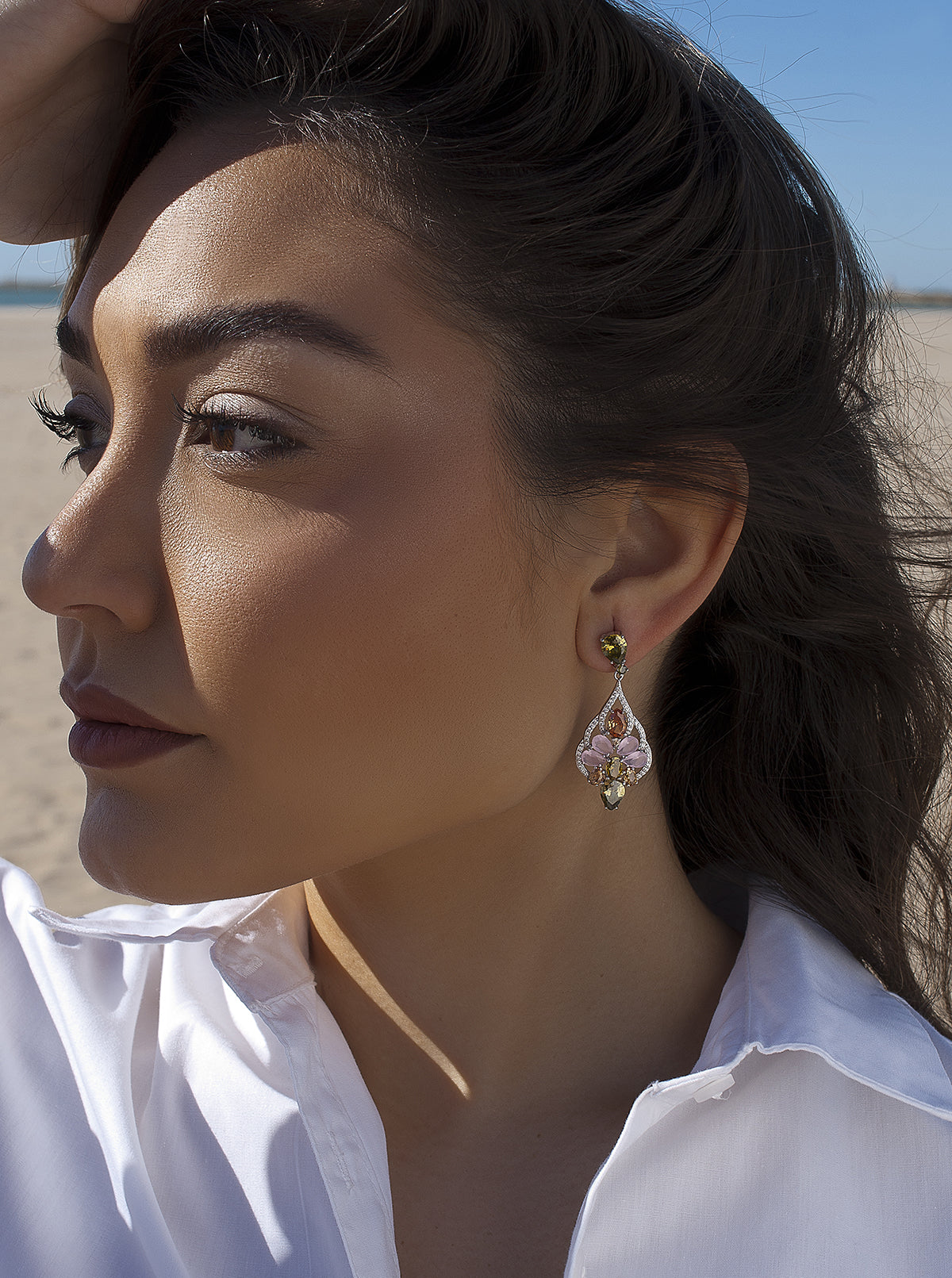 Pendientes con piedras de plata diseño barroco con tonos romanticos