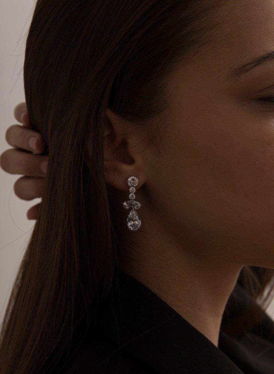 Boucles d'oreilles de mariée petits argent classiques avec LINEARGENT