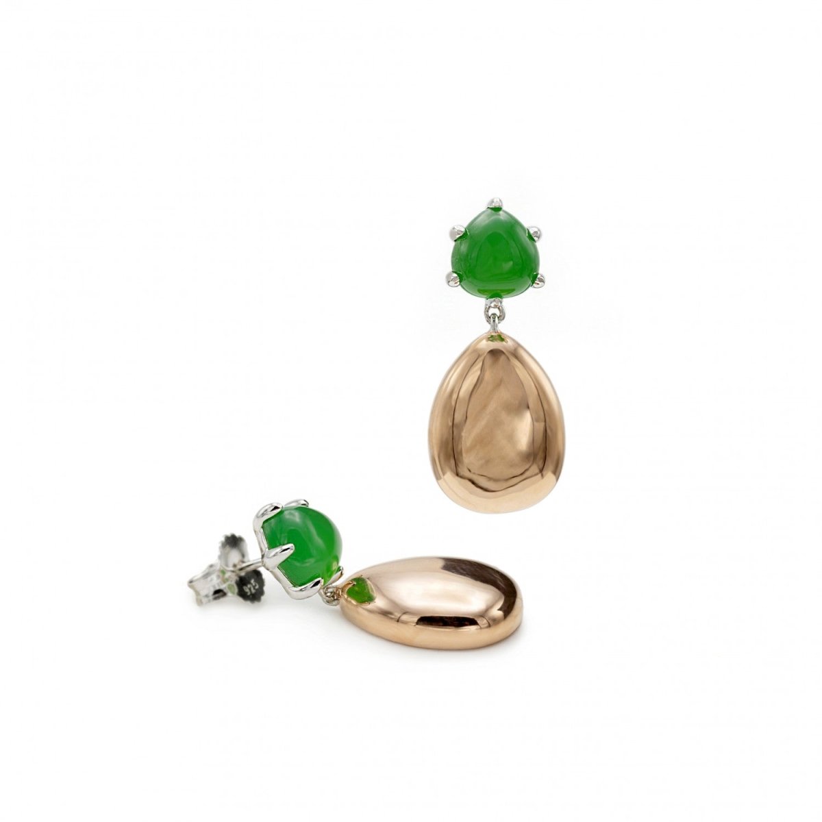 Pendientes de piedra natural diseño de plata lisa y aventurina-LINEARGENT