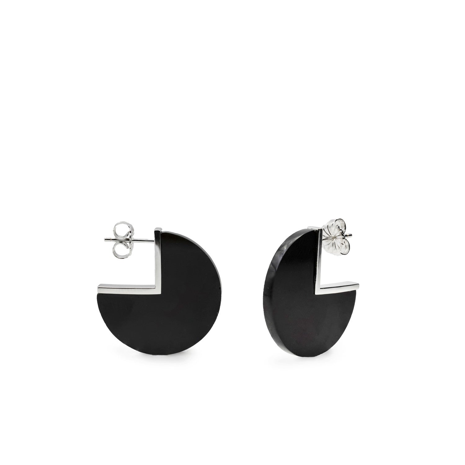 Boucles d'oreillespierre  de  onyx de  forme de cercle LINEARGENT