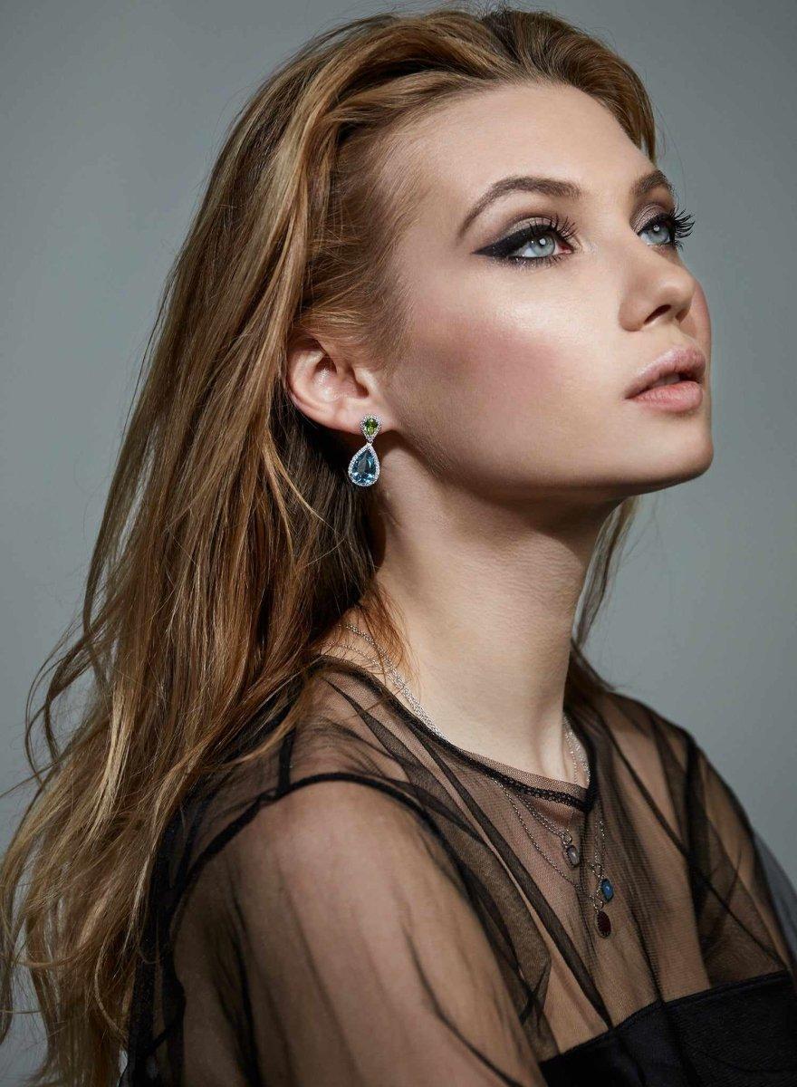 earrings from stones of light colours design teardrop with zirconias