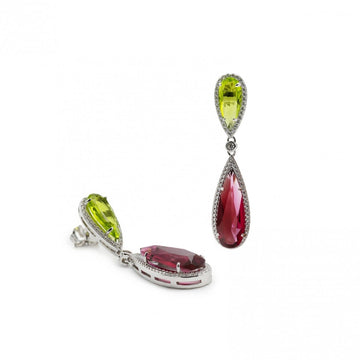 Pendientes de piedras de colores diseño doble lágrima