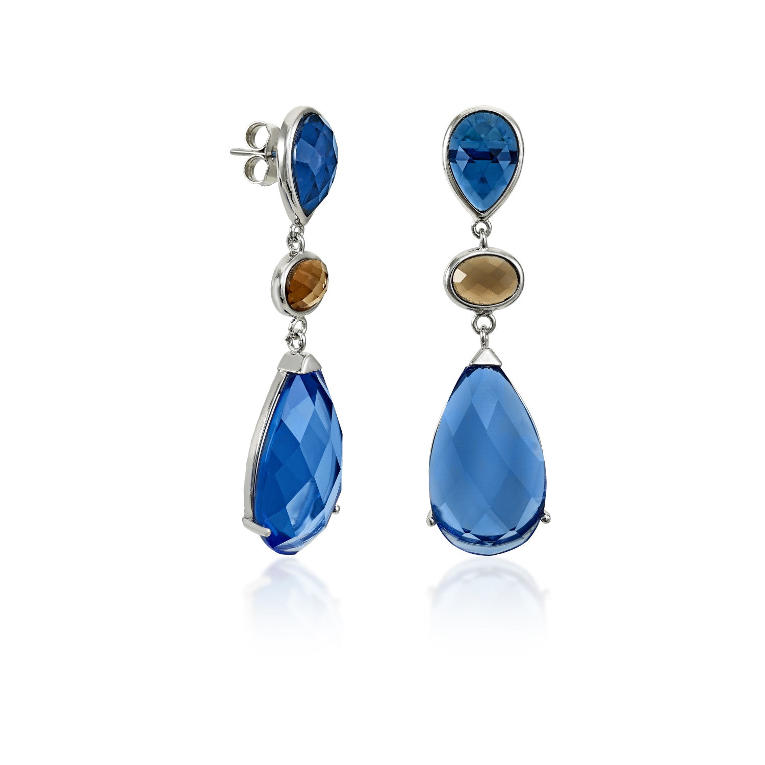 Pendientes de piedras de colores diseño lágrima tono azurita-LINEARGENT