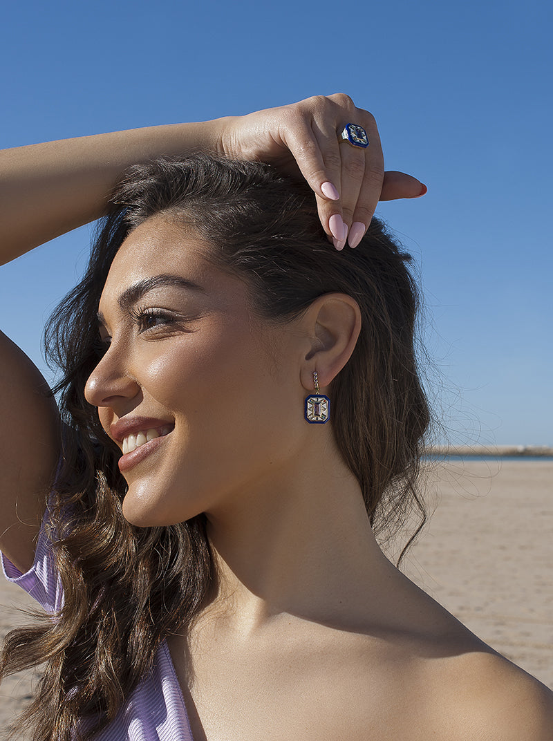 earrings from stones de colours design octagonal