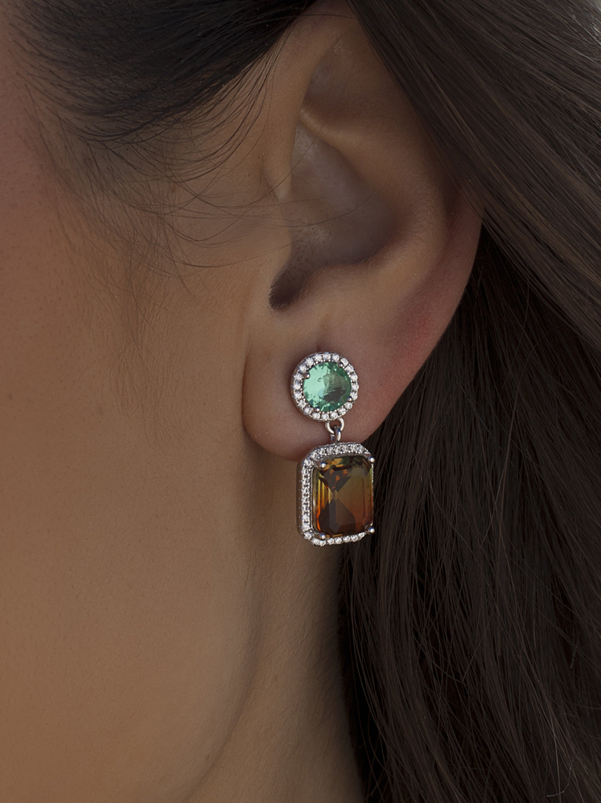 Pendientes de piedras de colores en aventurina y naranja-LINEARGENT