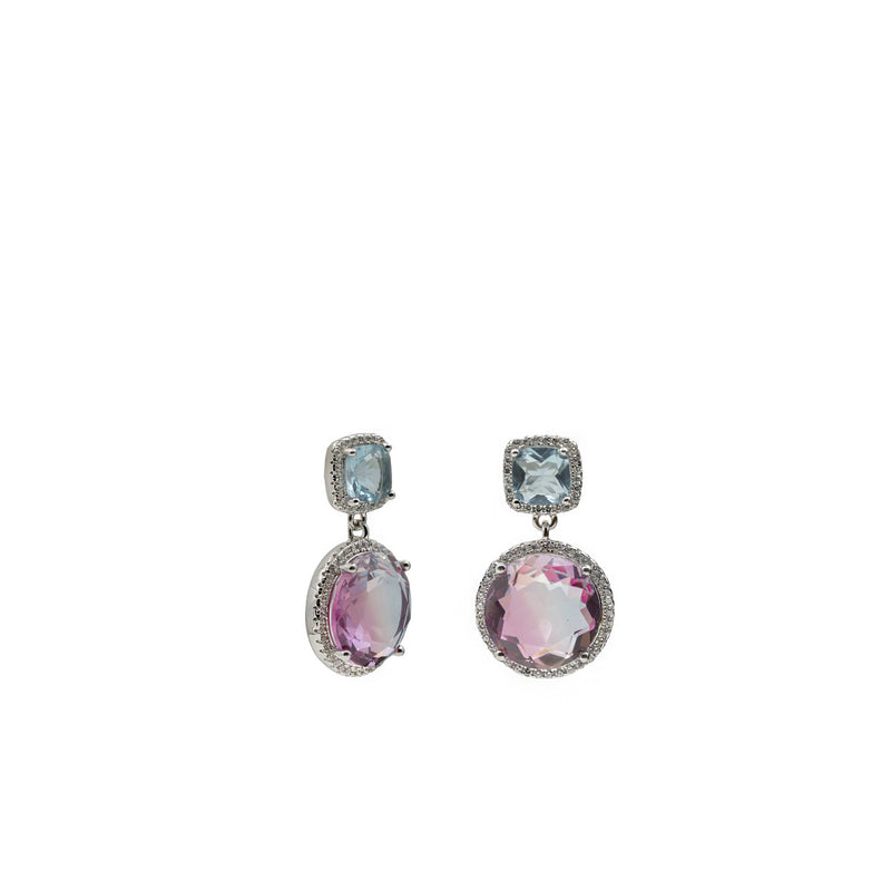 earrings from stones de colours in tones Blue and fuchsia