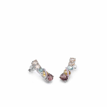 Pendientes de piedras de colores en tonos cálidos y circonitas