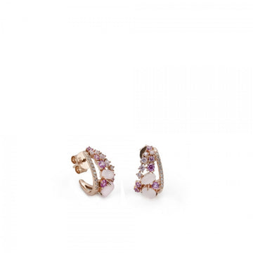 Pendientes de piedras de colores en tonos rosados y circonitas