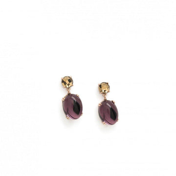 Pendientes de piedras de colores moradas diseño cabouchón
