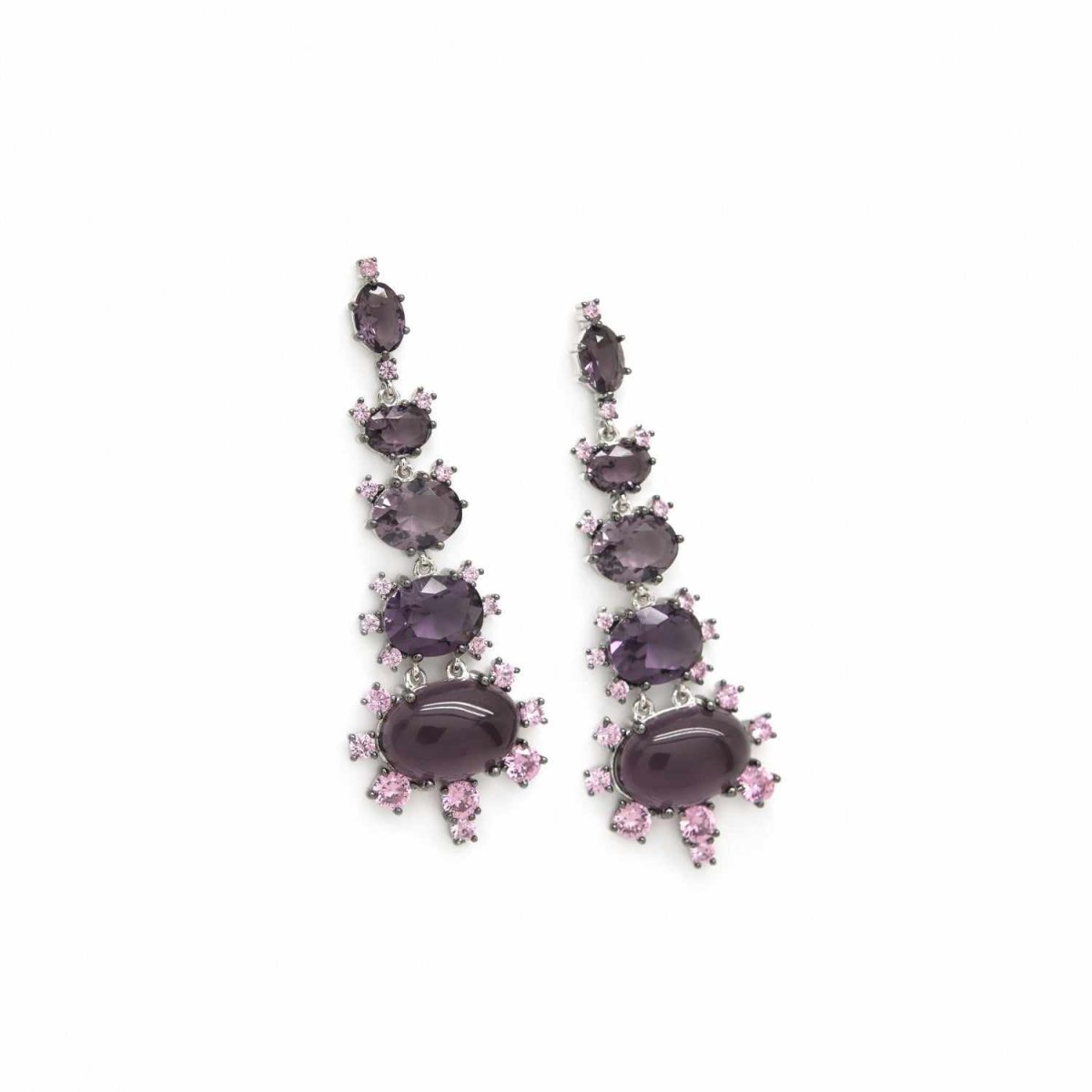 Boucles d'oreillespierres de couleurs violette design LINEARGENT