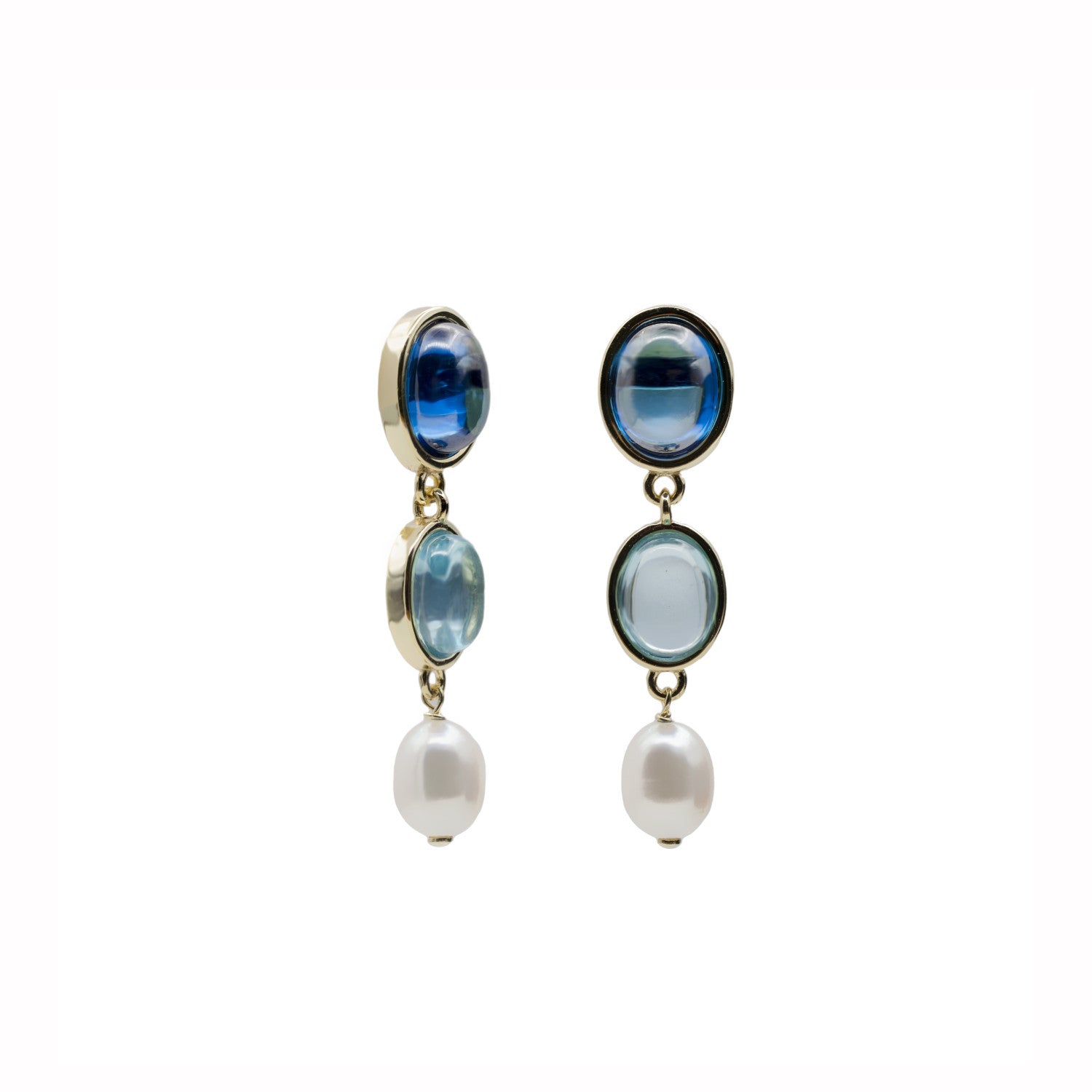 Boucles d'oreilles de  saphirs et perleLINEARGENT