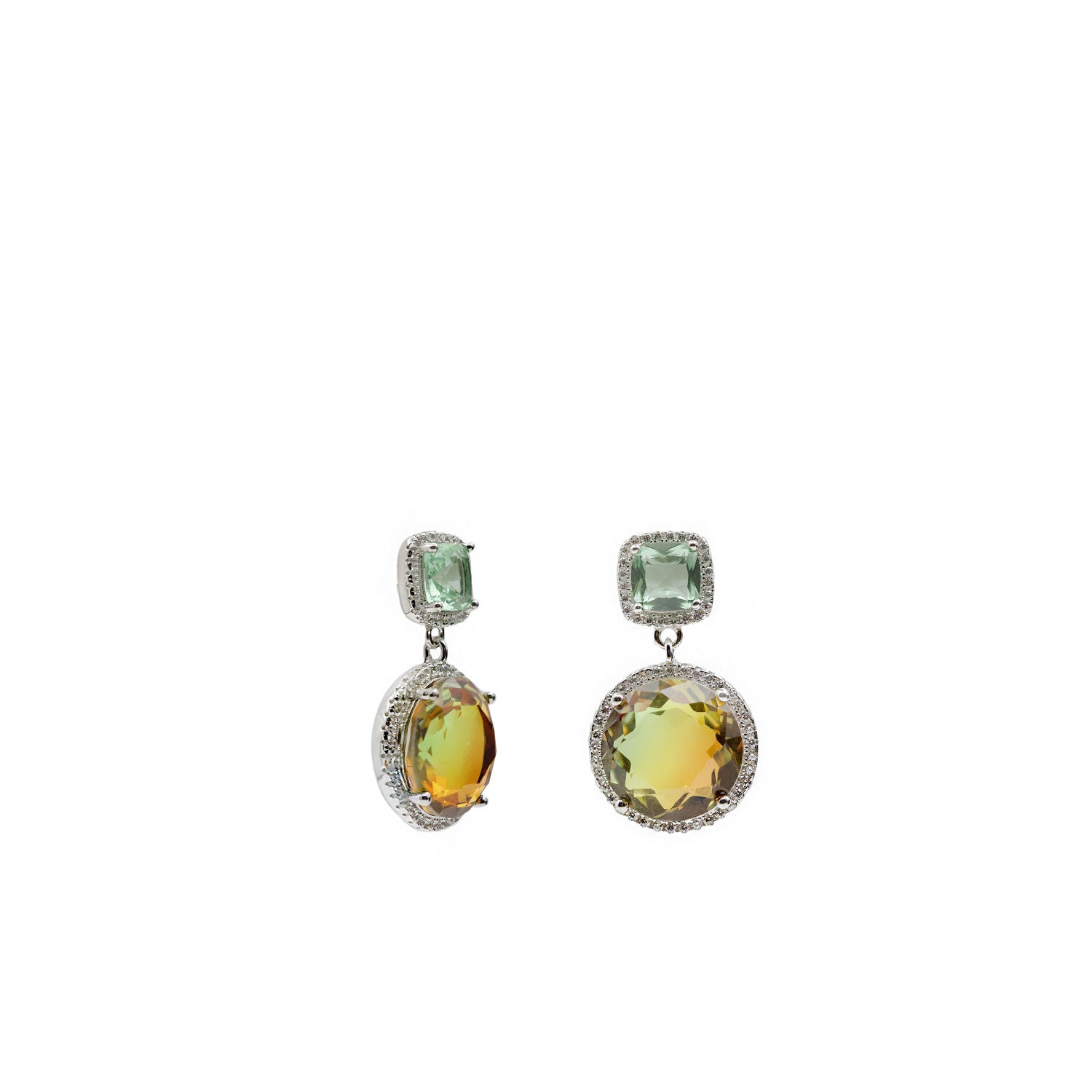 Pendientes de piedras de colores tonos verde y naranja-LINEARGENT