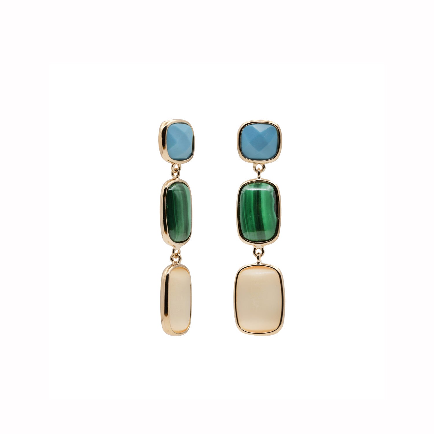 Pendientes de plata piedra natural largos en tonos nature-LINEARGENT