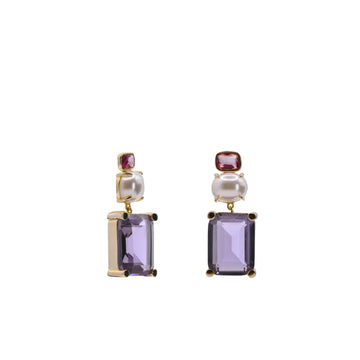 Pendientes de plata piedras de colores en tonos morados