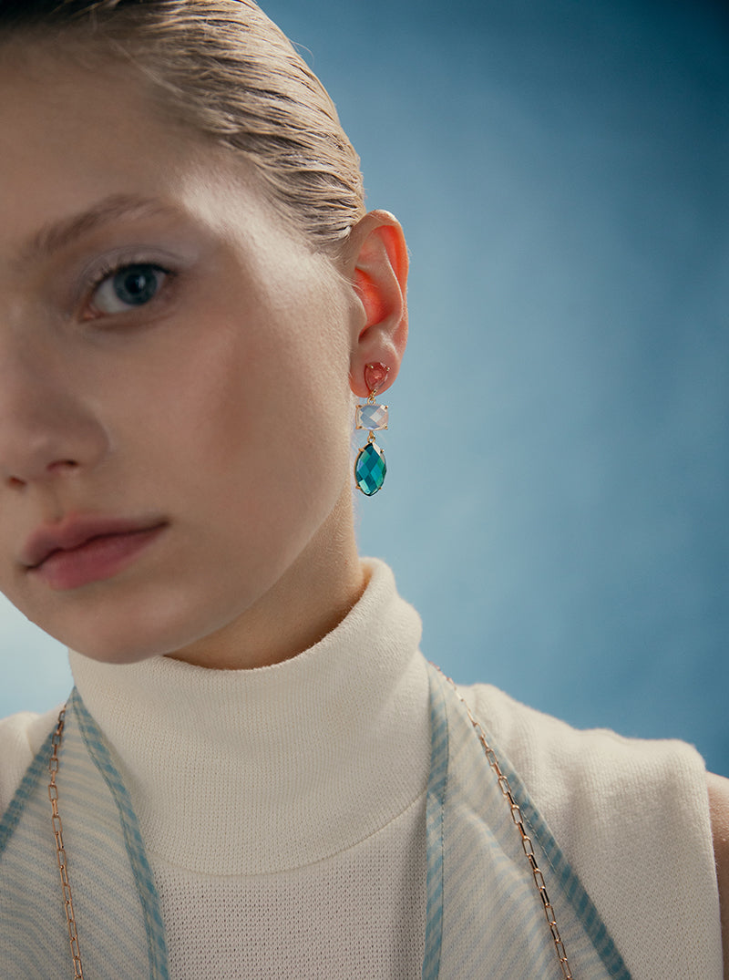 Pendientes de plata piedras de colores largos tono turquesa