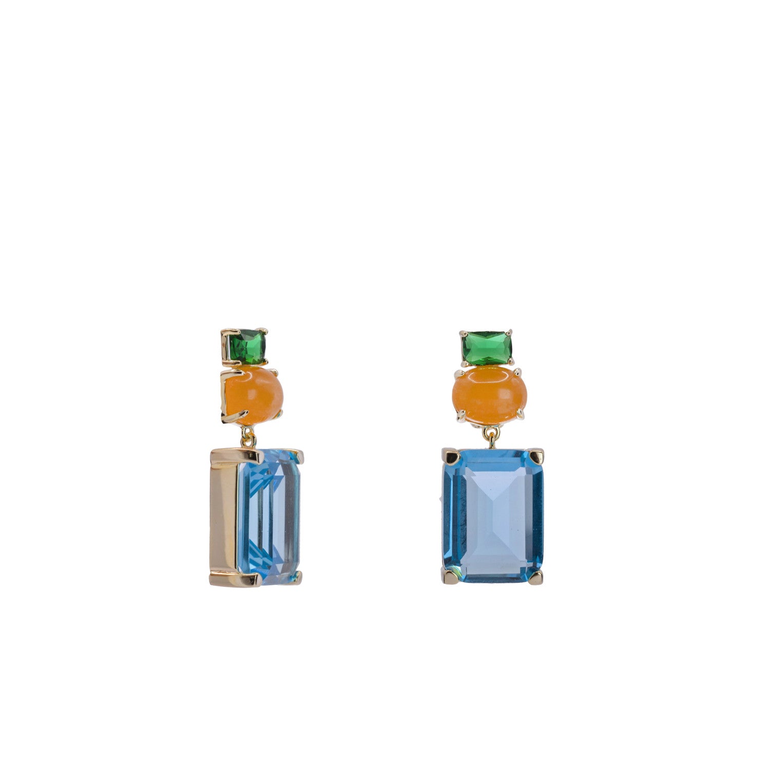 Boucles d'oreilles en argent avec pierres couleurs design LINEARGENT