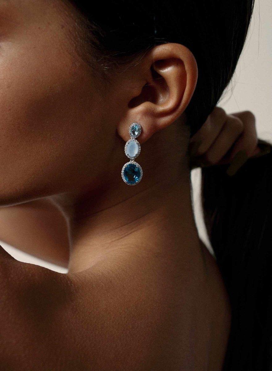 Boucles d'oreilles longs de pierres de couleurs design LINEARGENT