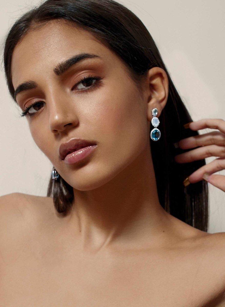 Boucles d'oreilles longs de pierres de couleurs design LINEARGENT