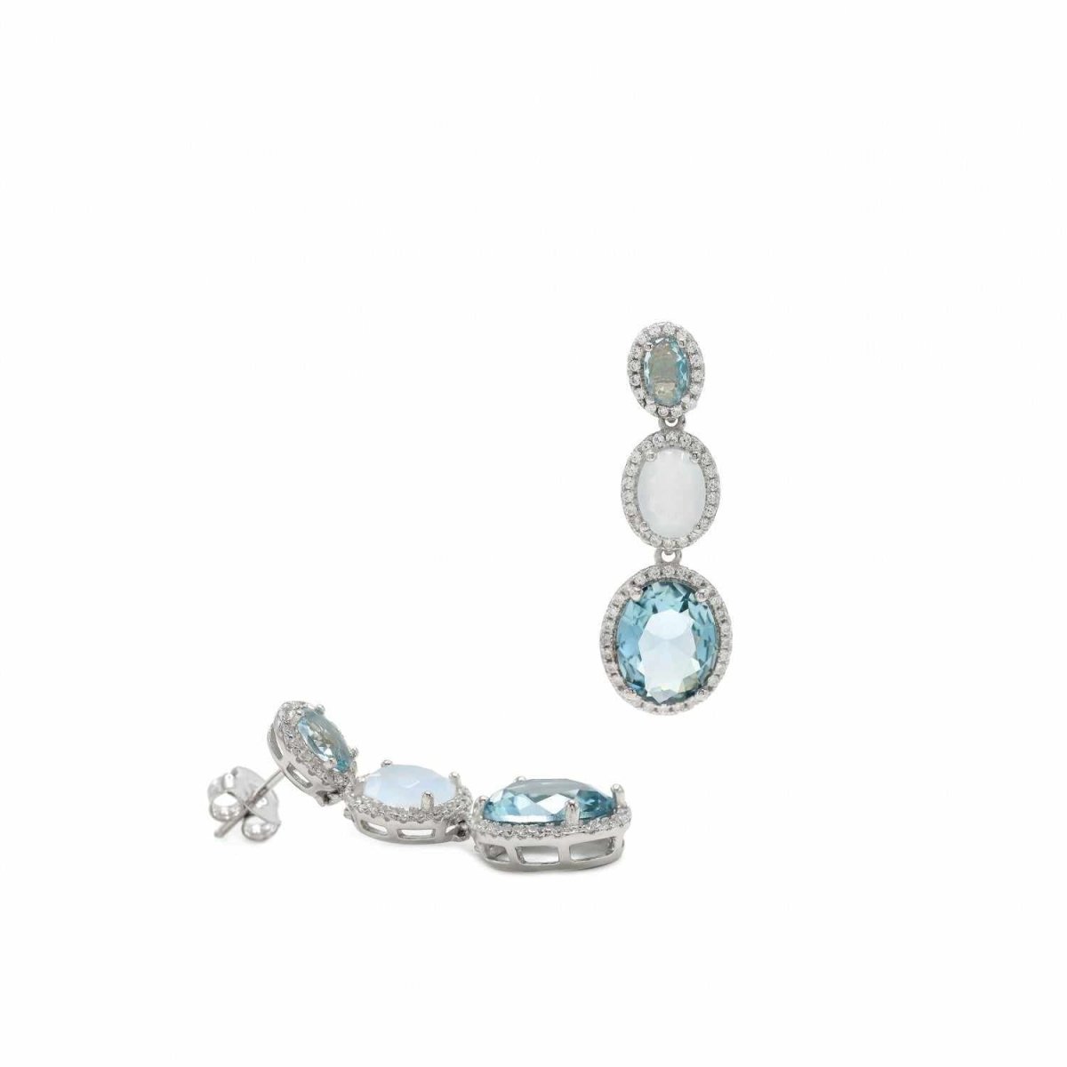 Pendientes largos de piedras de colores diseño circular-LINEARGENT