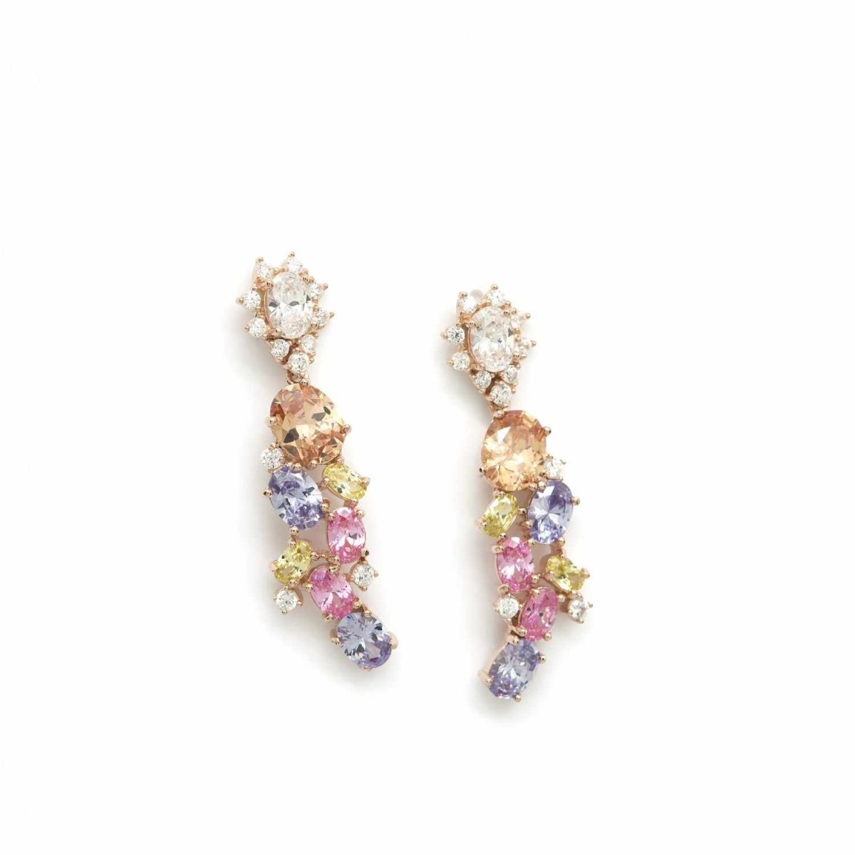 boucles d'oreilles longs de pierres de couleurs style LINEARGENT