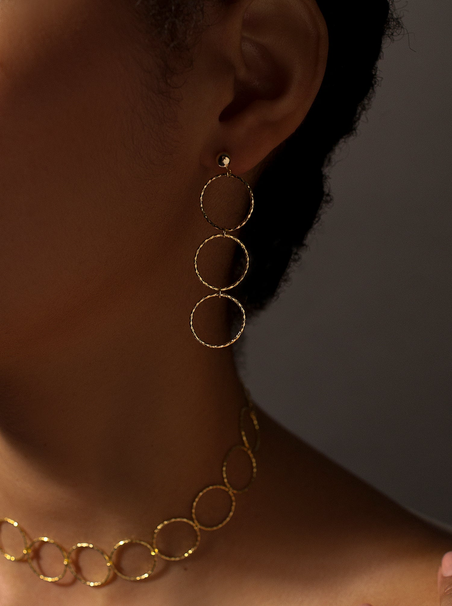 earrings long silver plated in gold design hoops