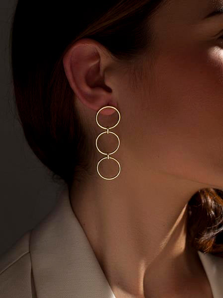 earrings long ingold  in  silver bohostyle