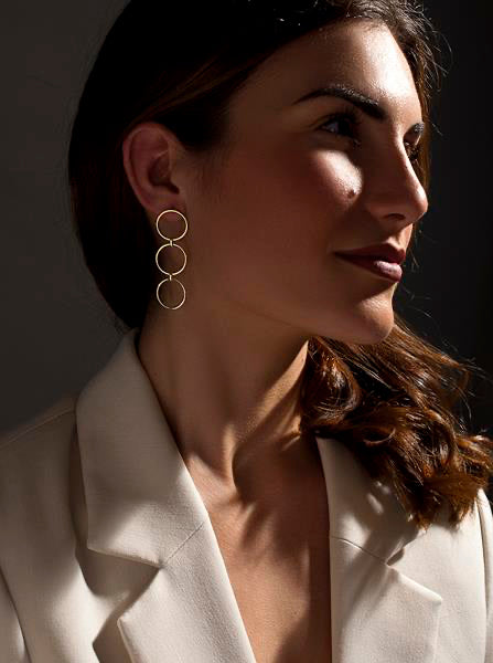 earrings long ingold  in  silver bohostyle