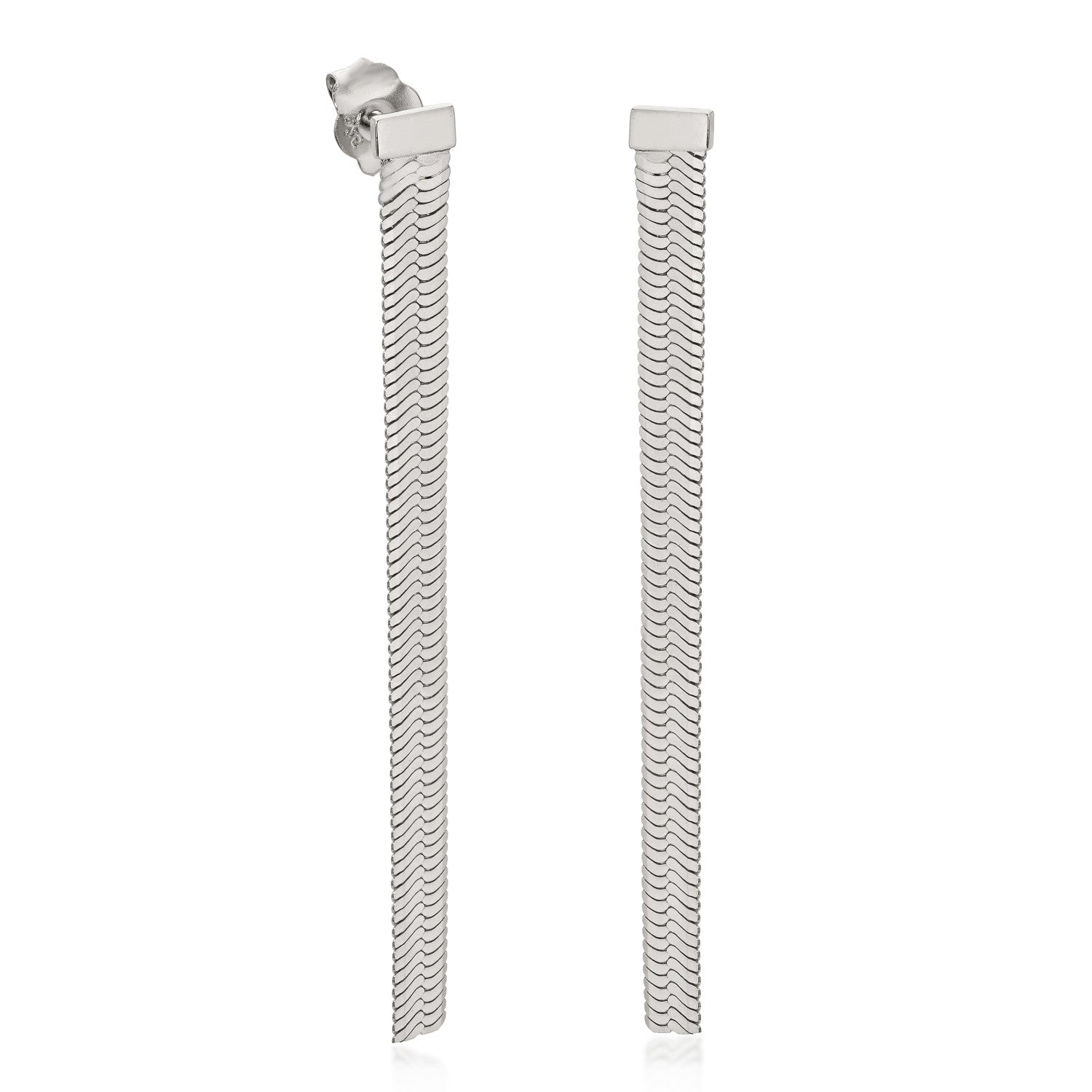 Boucles d'oreilles longs de argent avec design LINEARGENT
