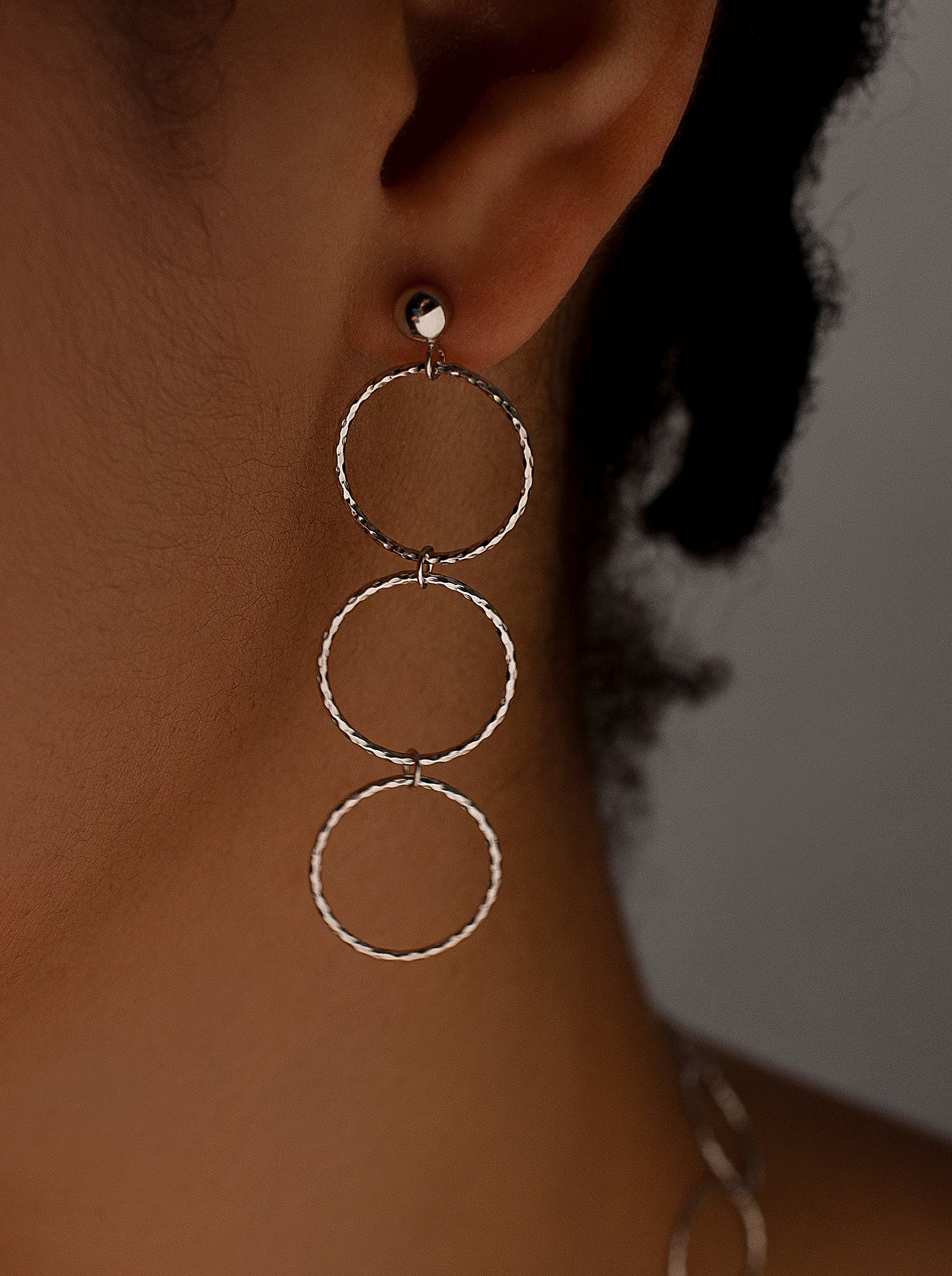 Pendientes largos de plata diseño aros boho-LINEARGENT