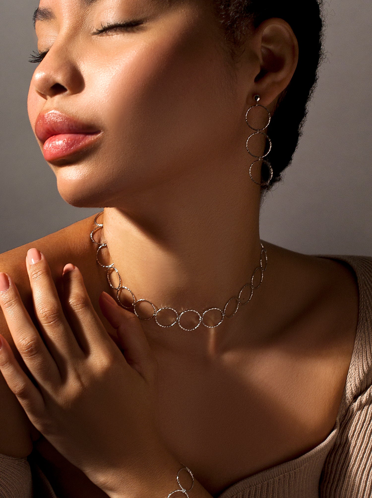 Pendientes largos de plata diseño aros boho-LINEARGENT