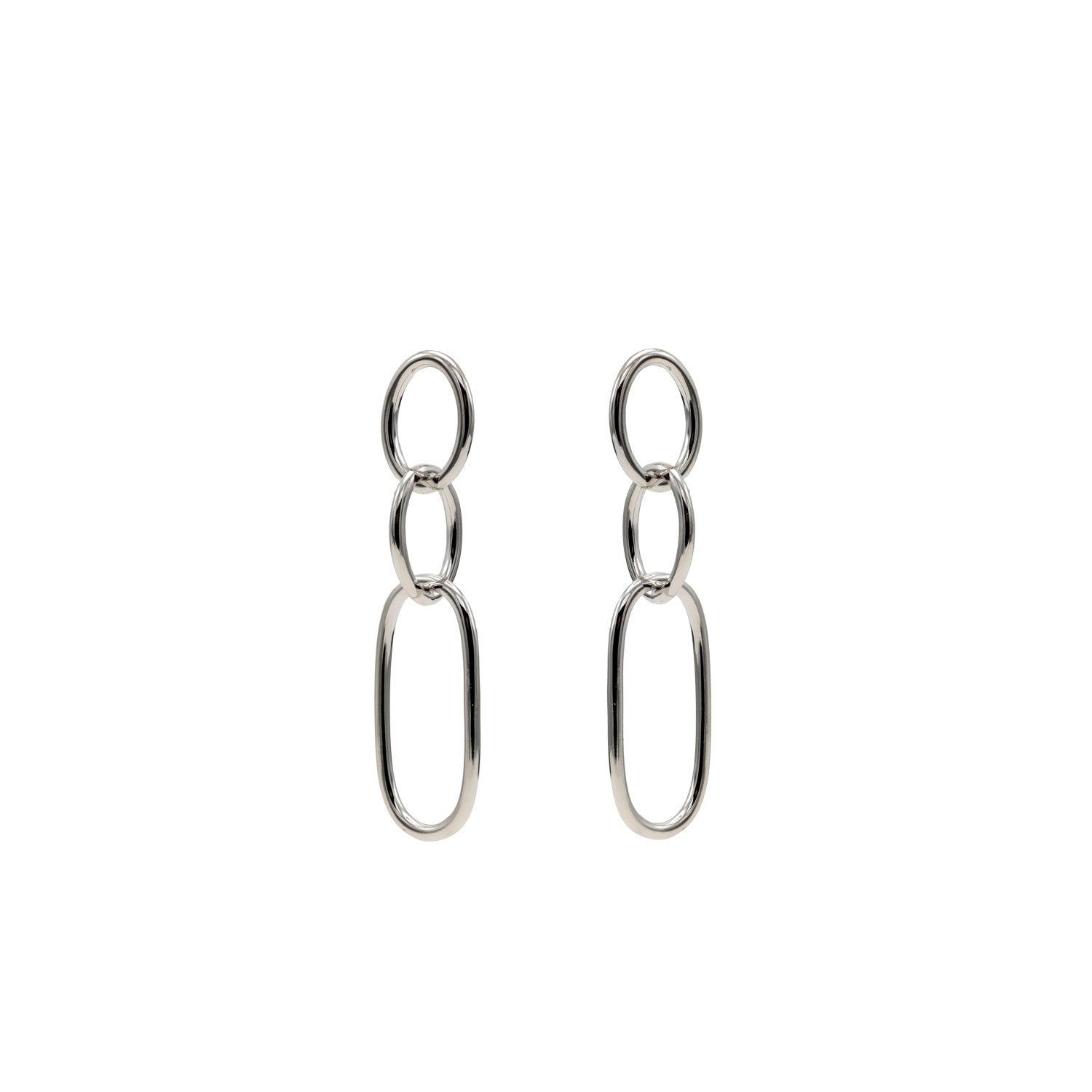 Pendientes largos de plata diseño eslabones-LINEARGENT