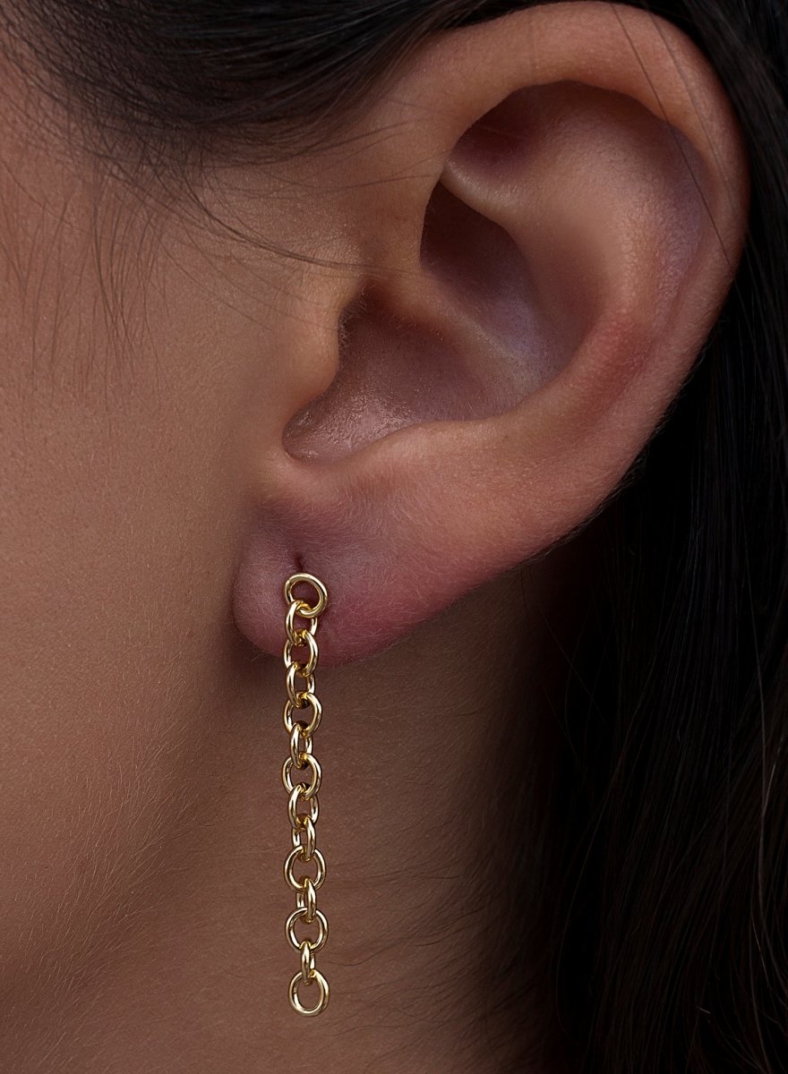 Pendientes largos de plata finos diseño cadena-LINEARGENT