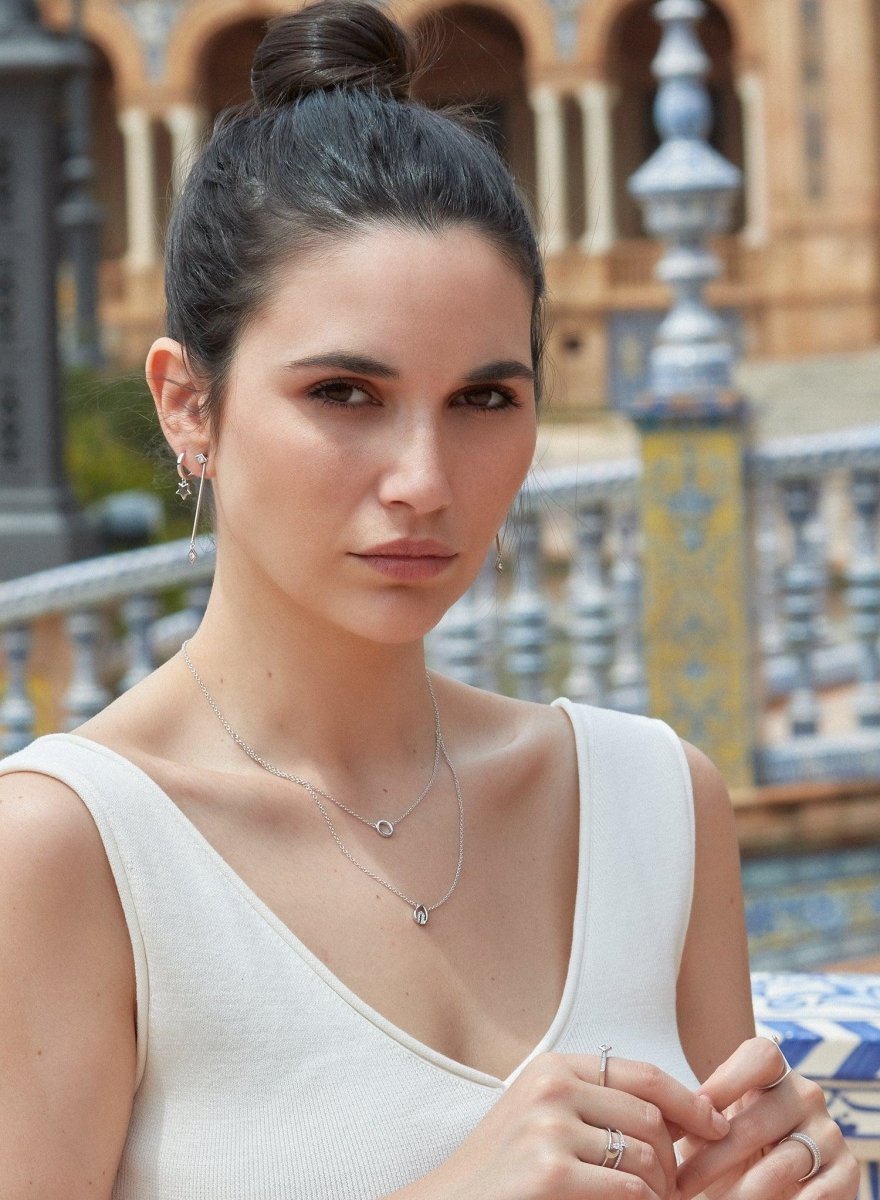 Boucles d'oreilles longs de argent fins design en phase avec avec LINEARGENT