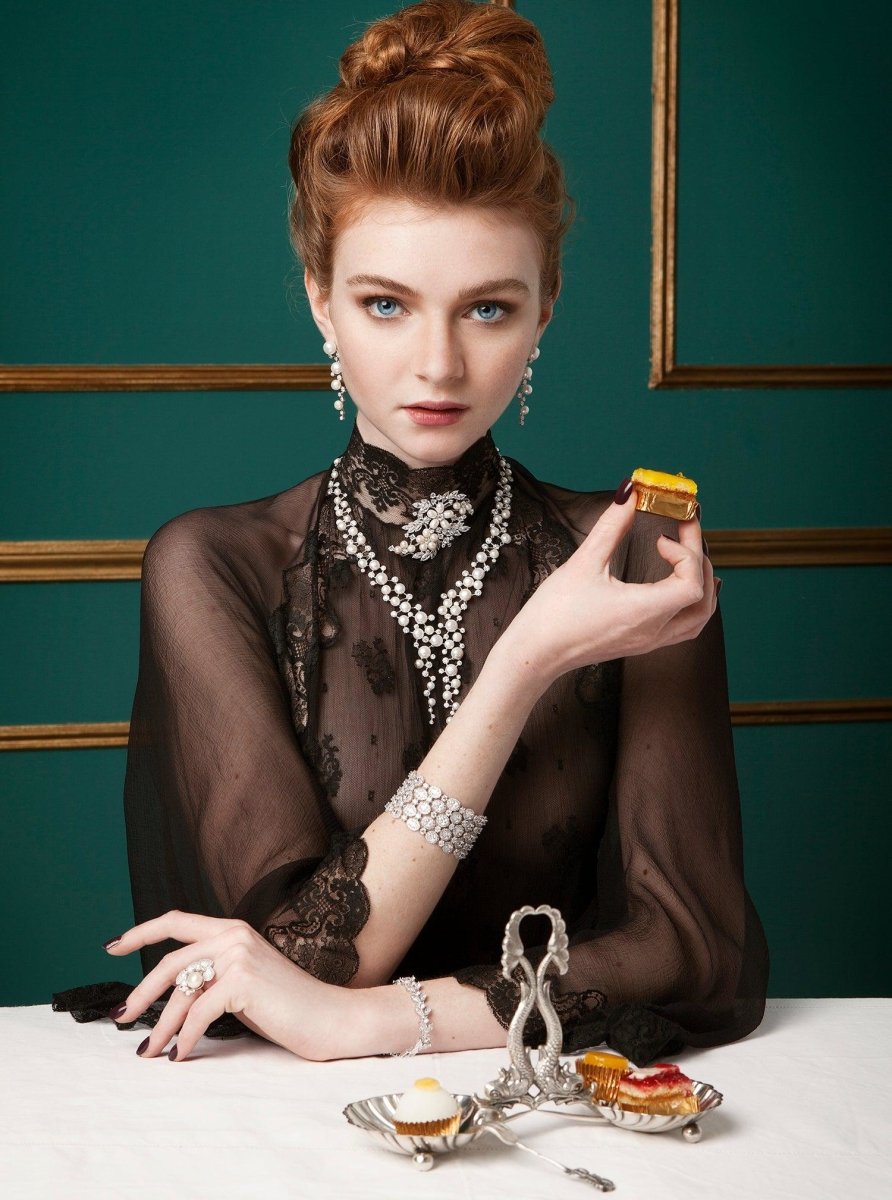 Pendientes largos diseño combinado de perlas y circonitas-LINEARGENT