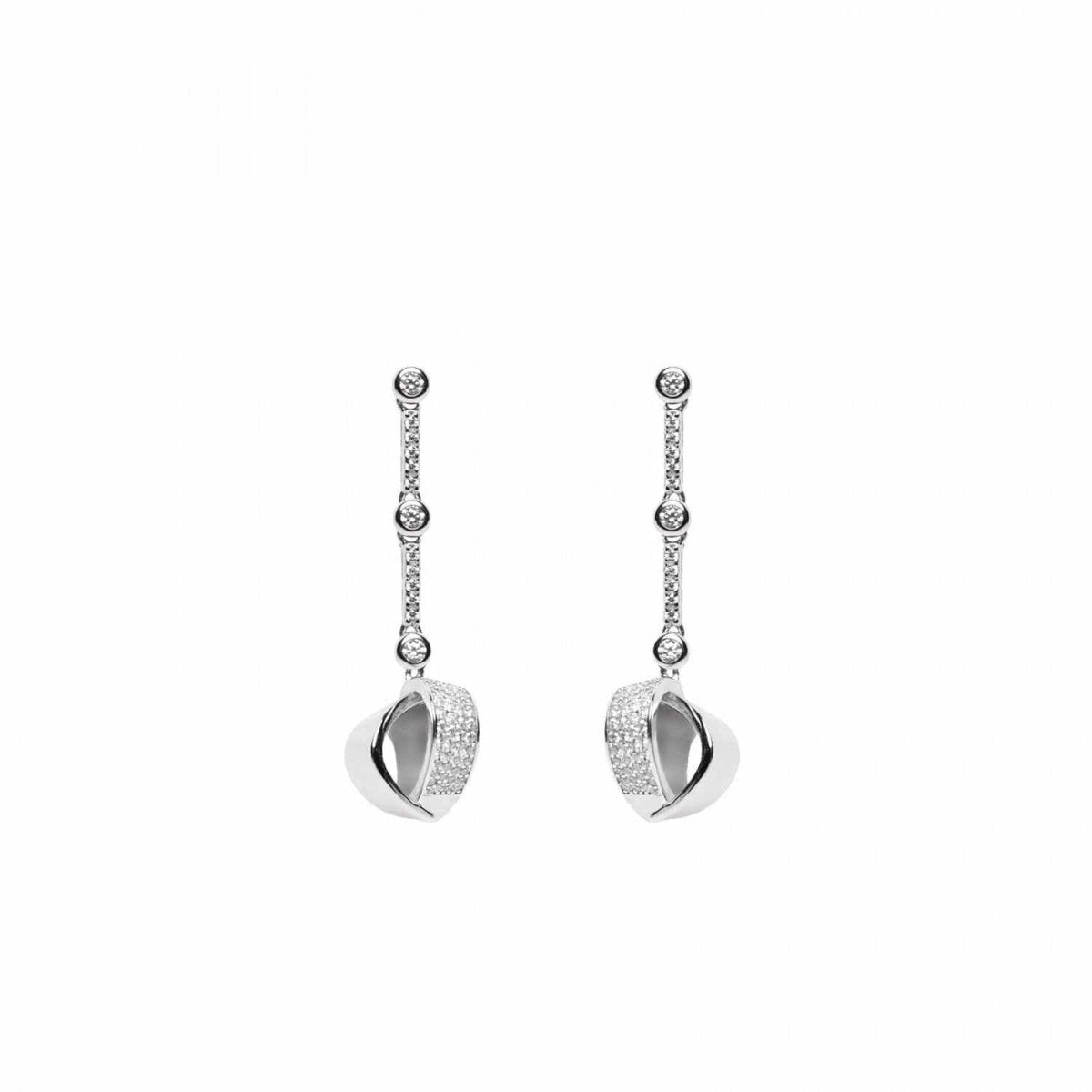 Pendientes largos diseño de nudo con circonitas-LINEARGENT